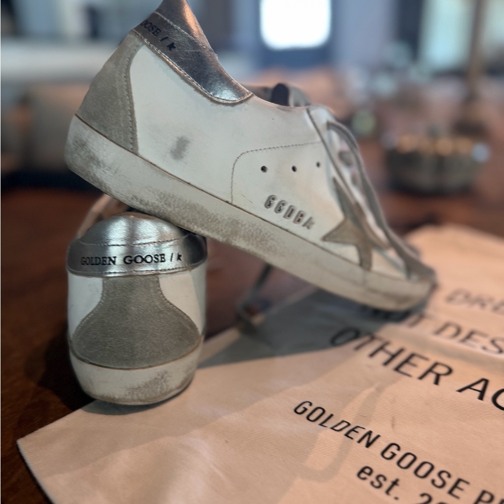 Golden Goose White and Silver Women’s Sneakers